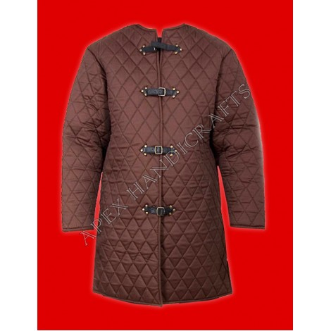 Medieval brown  gambeson with buttons  APX-915