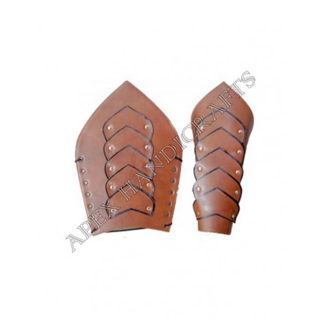 Leather Leg Guard with Brass button Fittings APX-107