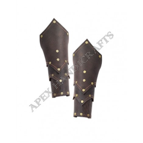 Leather Leg Guard with Brass button Fittings APX-108  