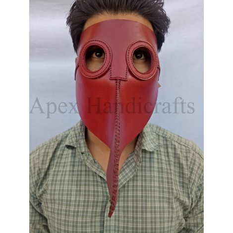 Leather Mask Red color APX-1254