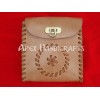 Medieval Leather Pouch with Lock and Leather Etching APX-1015